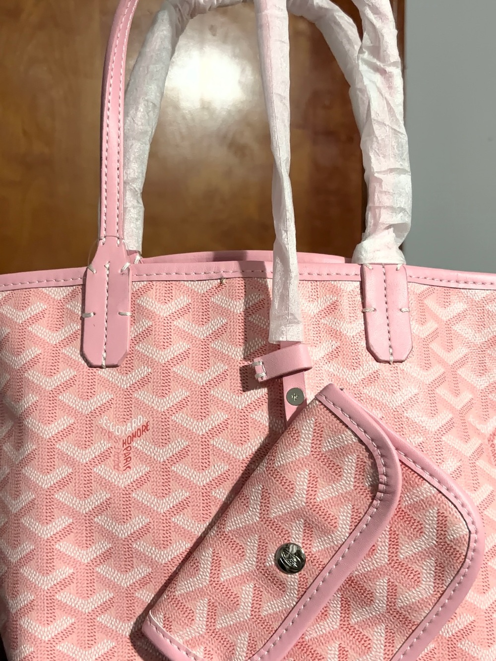 Pink Patterned Tote Bag with Matching Pouch